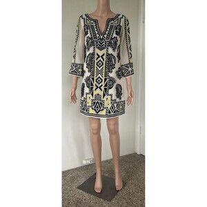 Alice + Olivia Embroidered Chiffon Lined Mini Dress Size 6 ?